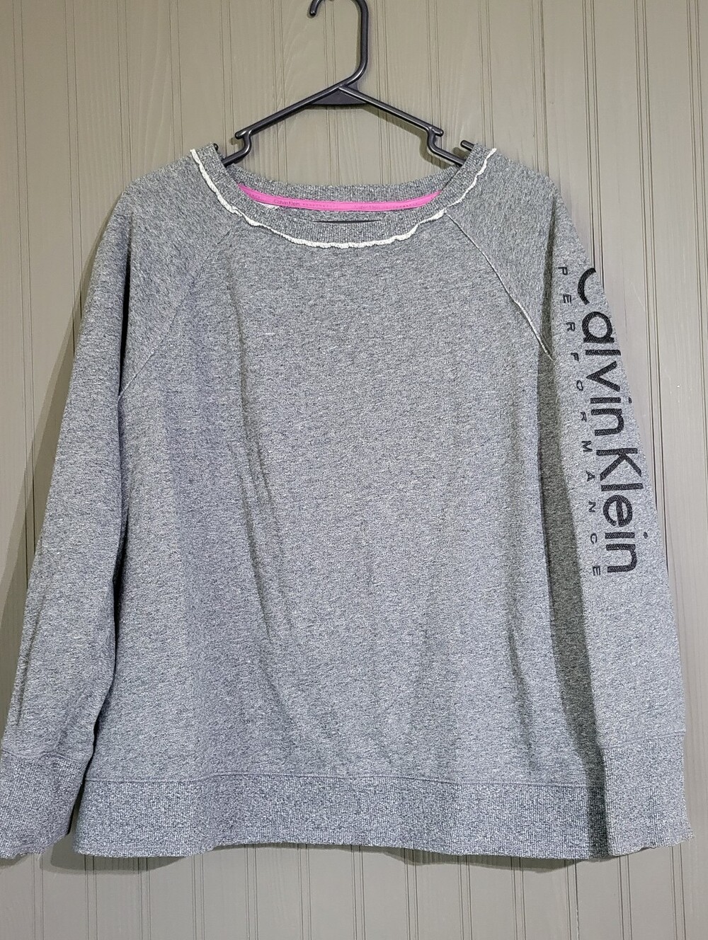 Calvin Klein Performance Long Sleeve Logo Sweatshirt Pullover Gray Women's 1X